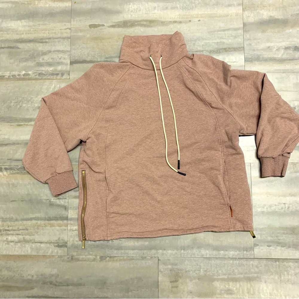 Varley Warwick Mockneck Zipper Side Pull Over Sweatshirt Sweater Jacket Large